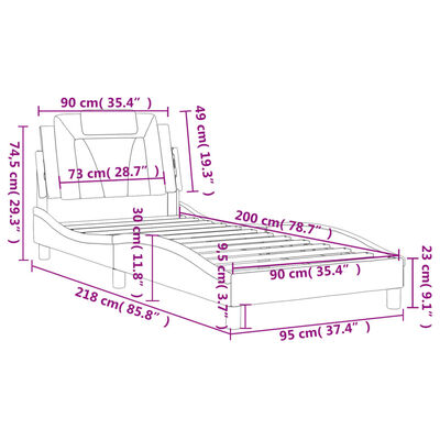 vidaXL fehér műbőr ágykeret fejtámlával 90 x 200 cm