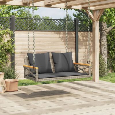 vidaXL szürke polyrattan hintapad párnákkal 109 x 62 x 40 cm