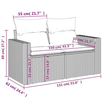 vidaXL 5 részes barna polyrattan kerti ülőgarnitúra párnával