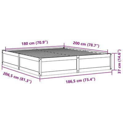 vidaXL tömör fenyőfa ágy matrac nélkül 180 x 200 cm