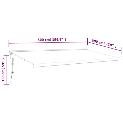 vidaXL sárga-fehér szövet és alumínium behúzható napellenző 5 x 3 m