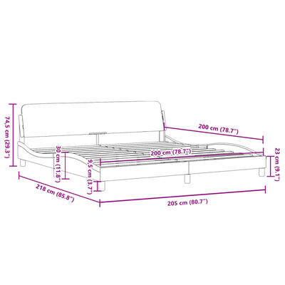 vidaXL fehér és fekete műbőr ágykeret fejtámlával 200x200 cm