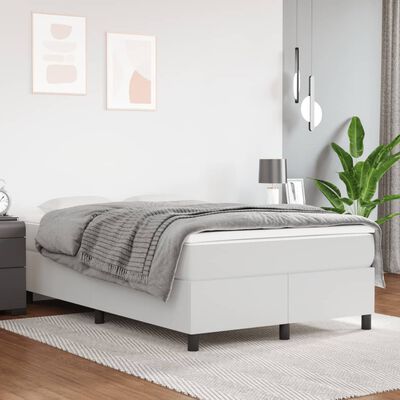 vidaXL fehér műbőr rugós ágy matraccal 120x190 cm