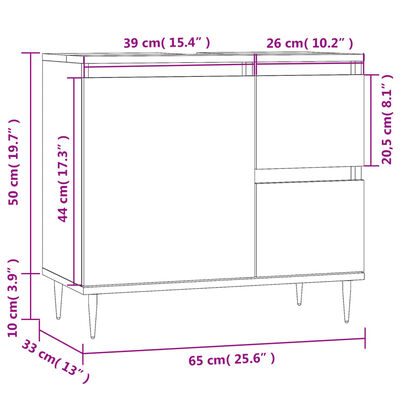 vidaXL fekete szerelt fa fürdőszobaszekrény 65 x 33 x 60 cm