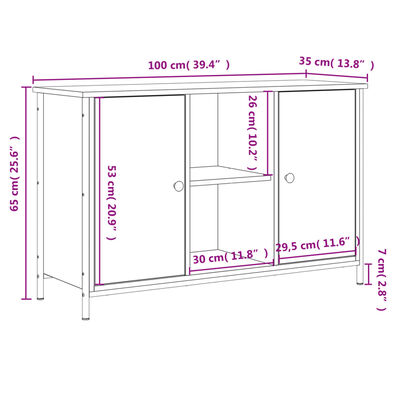 vidaXL sonoma tölgy színű szerelt fa TV-szekrény 100 x 35 x 65 cm