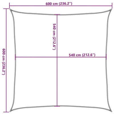 vidaXL homokszínű négyzet alakú HDPE napvitorla 160 g/m² 6 x 6 m