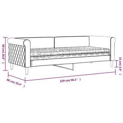 vidaXL világosszürke szövet kanapéágy matraccal 80 x 200 cm