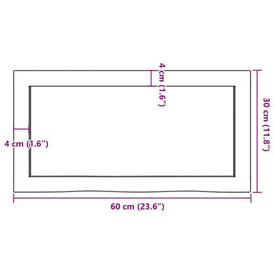 vidaXL sötétbarna kezelt tömör fa fürdőszobai pult 60x30x(2-4) cm