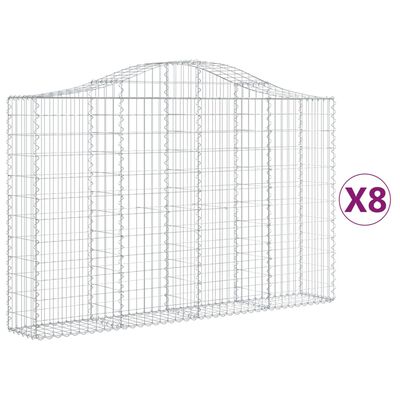 vidaXL 8 db íves horganyzott vas gabion kosár 200x30x120/140 cm