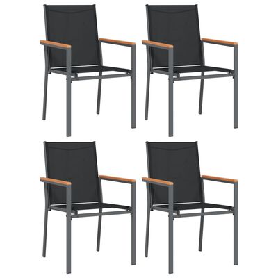 vidaXL 4 db fekete textilén és acél kerti szék 55x61,5x90 cm
