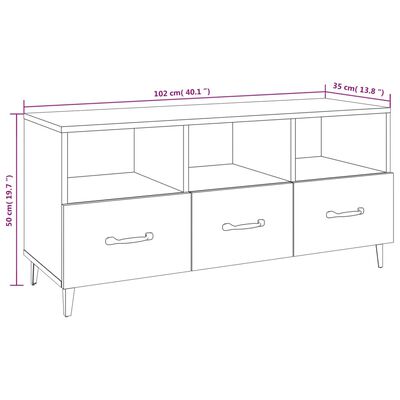 vidaXL fekete szerelt fa TV-szekrény 102 x 35 x 50 cm