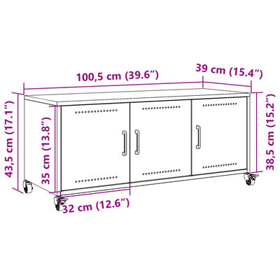 vidaXL mustársárga hidegen hengerelt acél TV-szekrény 100,5x39x43,5 cm