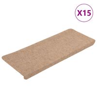 vidaXL 15 db bézs öntapadó lépcsőszőnyeg 65x24,5x3,5 cm