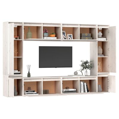 vidaXL 8 darab fehér tömör fenyőfa TV-szekrény
