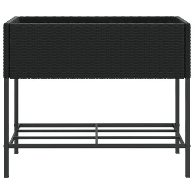 vidaXL 2 db fekete polyrattan kerti ültetőláda polccal 90 x 40 x 75 cm