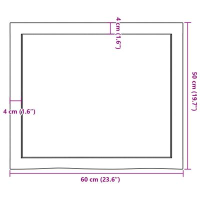 vidaXL kezeletlen tömör fa fürdőszobai pult 60x50x(2-4) cm