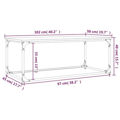 vidaXL sonoma tölgy szerelt fa és vas dohányzóasztal 102 x 50 x 40 cm