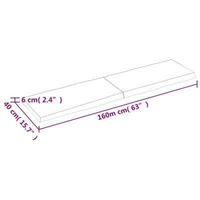 vidaXL sötétbarna kezelt tömör asztallap 160x40x(2-6) cm