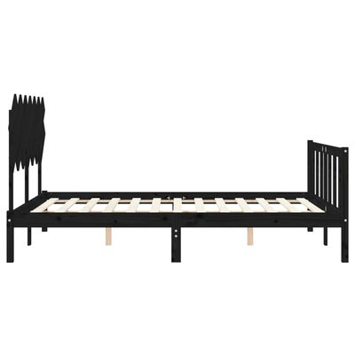 vidaXL fekete tömör fa ágykeret fejtámlával 140 x 200 cm