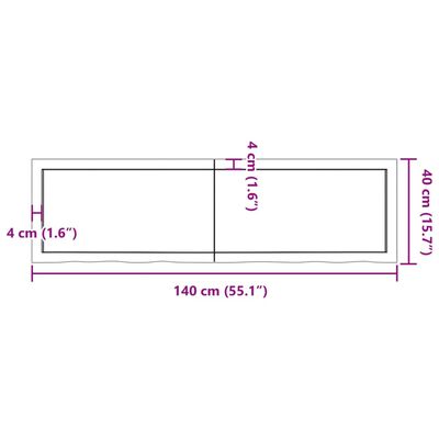 vidaXL sötétbarna kezelt tömör fa fürdőszobai pult 140x40x(2-6) cm