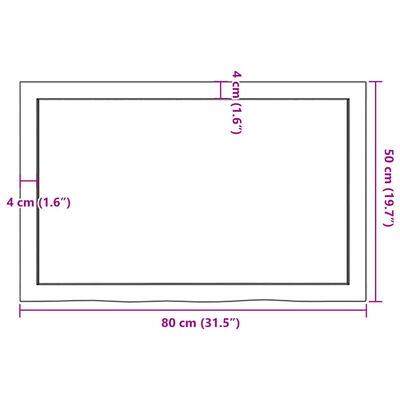 vidaXL világosbarna kezelt tömör fa fürdőszobai pult 80x50x(2-4) cm