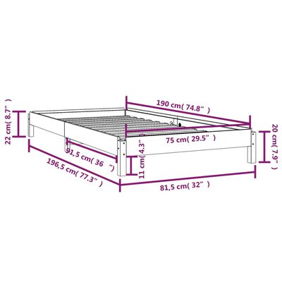 vidaXL tömör fenyőfa egymásra rakható ágy 75x190 cm