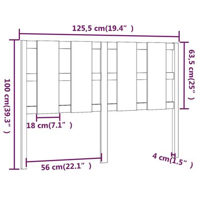 vidaXL tömör fenyőfa ágyfejtámla 125,5 x 4 x 100 cm