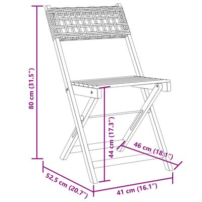 vidaXL 3 részes fekete polyrattan és tömör fa bisztrószett