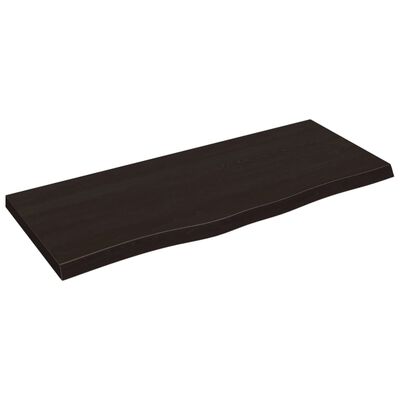 vidaXL sötétbarna kezelt tömör fa fürdőszobai pult 100x40x(2-4) cm