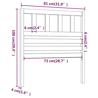 vidaXL tömör fenyőfa ágyfejtámla 81 x 4 x 100 cm