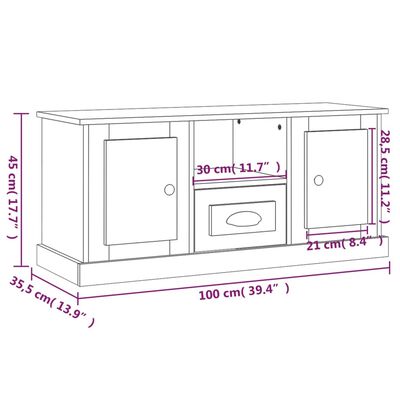 vidaXL sonoma tölgy színű szerelt fa fali TV-szekrény 100x35,5x45 cm