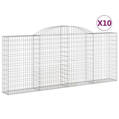 vidaXL 10 db íves horganyzott vas gabion kosár 300x30x120/140 cm