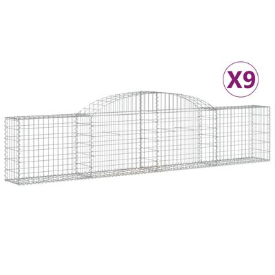 vidaXL 9 db íves horganyzott vas gabion kosár 300x30x60/80 cm