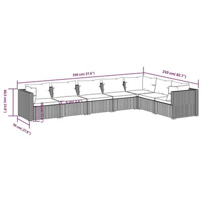 vidaXL 7 részes barna polyrattan kerti ülőgarnitúra párnákkal