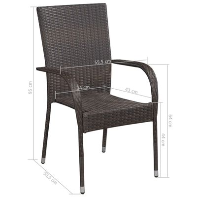 vidaXL 2 db barna polyrattan rakásolható kültéri szék