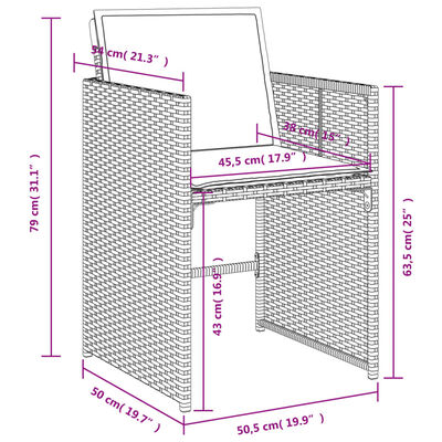 vidaXL 11 részes fekete polyrattan kerti étkezőgarnitúra párnákkal