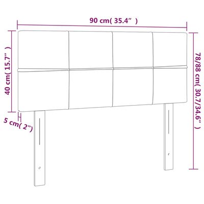 vidaXL világosszürke bársony LED-es fejtámla 90x5x78/88 cm