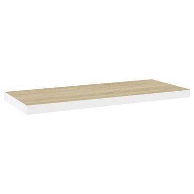 vidaXL 2 db tölgyszínű és fehér MDF lebegő fali polc 80x23,5x3,8 cm