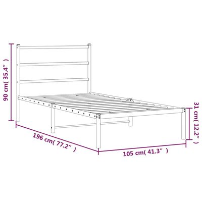 vidaXL fekete fém ágykeret fejtámlával 100 x 190 cm