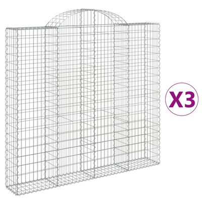 vidaXL 3 db íves horganyzott vas gabion kosár 200x30x180/200 cm