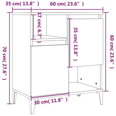 vidaXL füstös tölgy színű szerelt fa tálalószekrény 60 x 35 x 70 cm