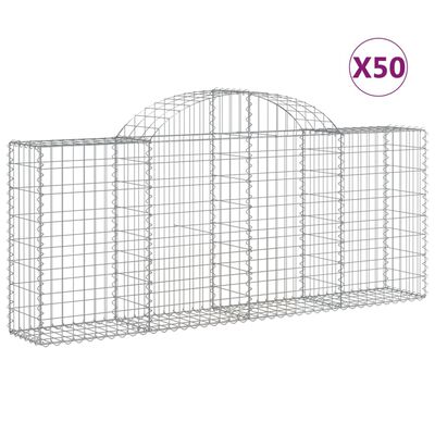 vidaXL 50 db íves horganyzott vas gabion kosár 200x30x80/100 cm