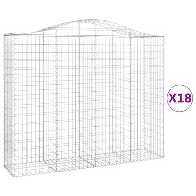 vidaXL 18 db íves horganyzott vas gabion kosár 200x50x160/180 cm