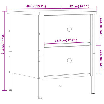 vidaXL 2 db sonoma tölgy színű szerelt fa éjjeliszekrény 40x42x50 cm