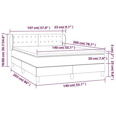 vidaXL fekete műbőr rugós ágy matraccal 140 x 200 cm