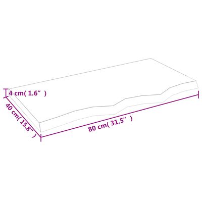 vidaXL kezeletlen tömör tölgyfa asztallap 80x40x(2-4) cm