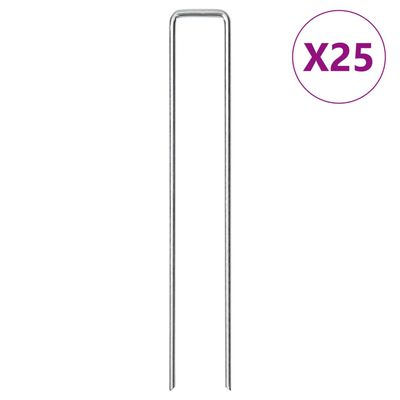 vidaXL 25 db U-alakú horganyzott acél földcövek 20 x 3,5 cm