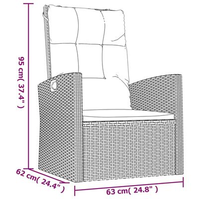 vidaXL 3 részes fekete polyrattan kerti ülőgarnitúra párnákkal