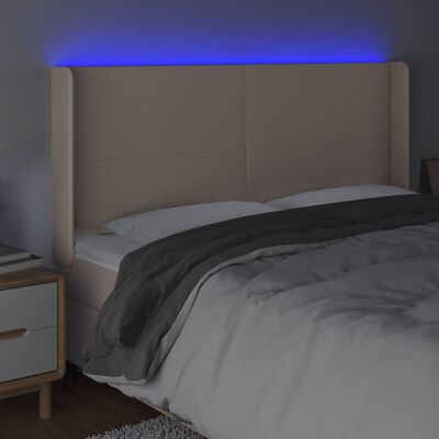 vidaXL cappuccino műbőr LED-es fejtámla 203x16x118/128 cm