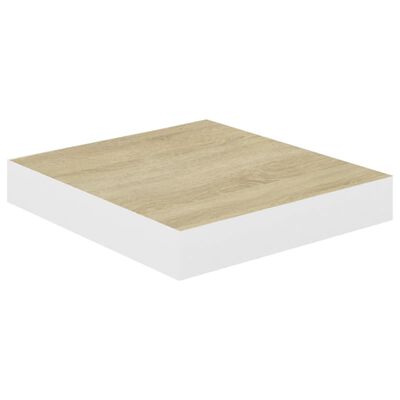 vidaXL 2 db tölgyszínű és fehér MDF lebegő fali polc 23x23,5x3,8 cm